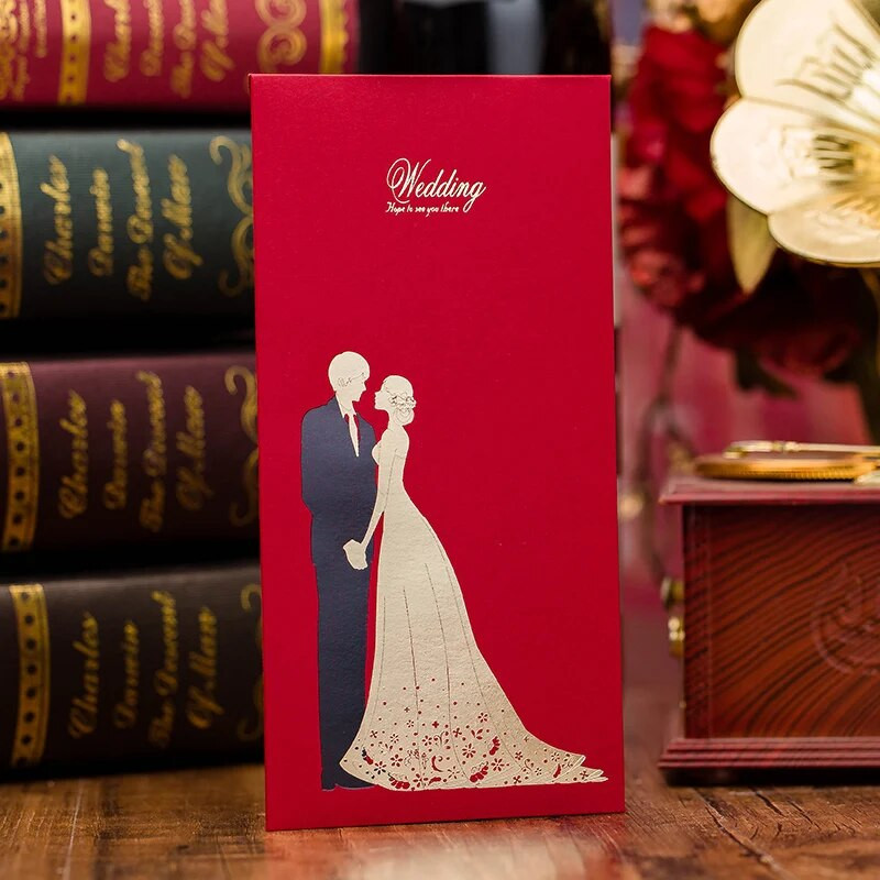 5 X piros csomagok Kínai üreges esküvői újévi piros csomagok, party ajándékok