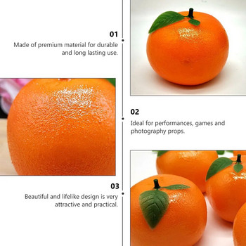 Milisten Τεχνητά Φυτά 4 τμχ Προσομοίωση Πορτοκαλί Διακόσμηση Μίνι Μοντέλα Φρούτων Fake Orange Model Tangerine Photography