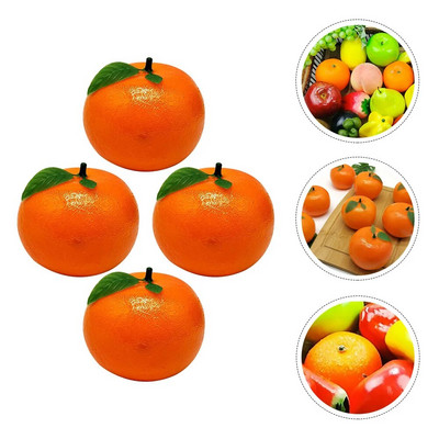 Milisten Artificial Plants 4 Pcs Simulation Orange Decoration Mini Fruit Models Fake Oranges Model Tangerine Photography