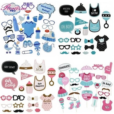 1 Set Baby Shower It`s A Boy/Girl Photo Booth Props Decoration Oh Baby Photobooth For Gender Reveal 1st Event Party Supplies
