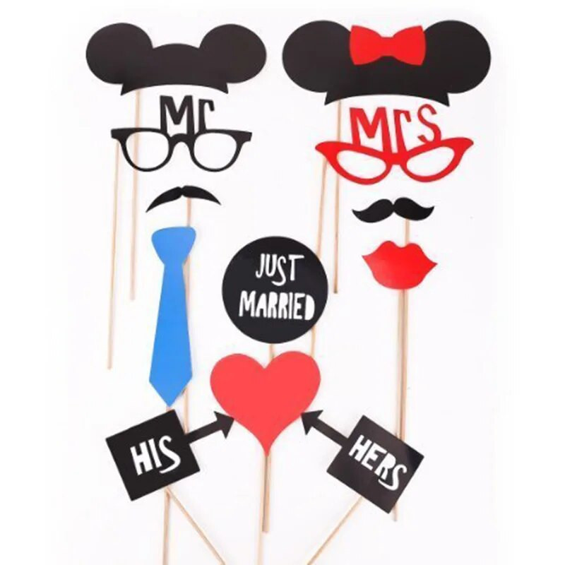 31 vnt. rankinis popierius, raudonas lūpų fotografavimo rekvizitas, „pasidaryk pats“ barzdoti akiniai Europos Amerikos vestuvių vakarėliams rankiniai fotografijos rekvizitai