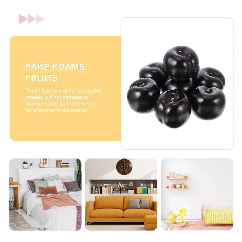 8 komada lažnih šljiva simuliranih crnih Blin modela Dekoracija stolova za blagovaonicu Radna površina od pjene visoke gustoće