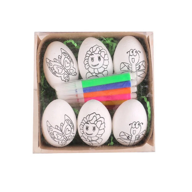 1 комплект/великденско яйце Деца Направи си рисувана ръчно рисувана черупка на яйце Играчка за детска градина Малък подарък Подарък за деня на детето Пъзел игра