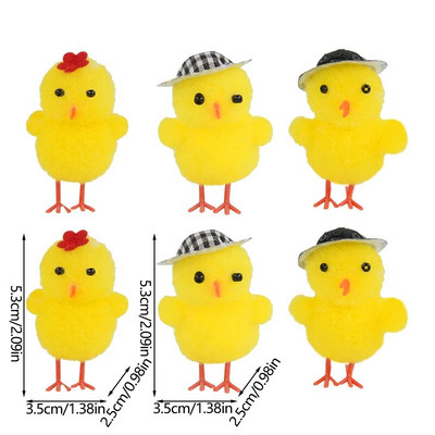 6 dalių imituoti pūkuoti viščiukai Velykų papuošalai Minkšti pliušiniai žaislai Vaikams „pasidaryk pats“ Velykų viščiuko pliušinis įdarytas gyvūnas Velykų vakarėliui