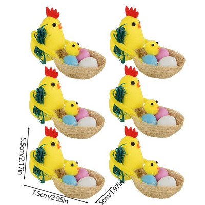 6 dalių imituoti pūkuoti viščiukai Velykų papuošalai Minkšti pliušiniai žaislai Vaikams „pasidaryk pats“ Velykų viščiuko pliušinis įdarytas gyvūnas Velykų vakarėliui