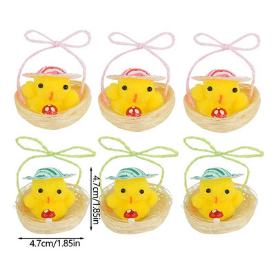 6 dalių imituoti pūkuoti viščiukai Velykų papuošalai Minkšti pliušiniai žaislai Vaikams „pasidaryk pats“ Velykų viščiuko pliušinis įdarytas gyvūnas Velykų vakarėliui