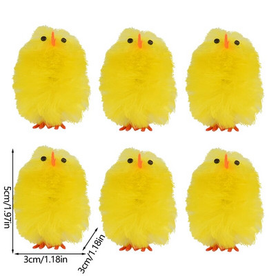 6 dalių imituoti pūkuoti viščiukai Velykų papuošalai Minkšti pliušiniai žaislai Vaikams „pasidaryk pats“ Velykų viščiuko pliušinis įdarytas gyvūnas Velykų vakarėliui