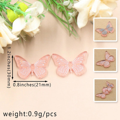 komplektis 10 AC1454-30 mm liblikas, graveeritud ilma auguta kaunistused hõbedase ja kuldse peegli laserväljalõikega akrüültarvikud