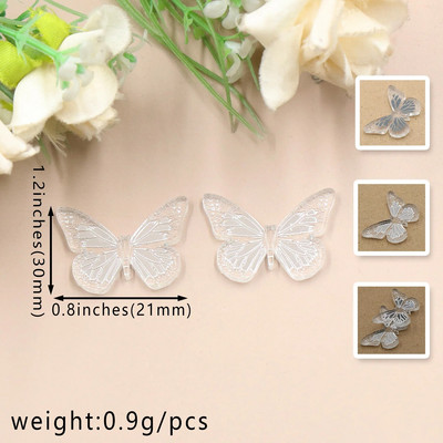 komplektis 10 AC1454-30 mm liblikas, graveeritud ilma auguta kaunistused hõbedase ja kuldse peegli laserväljalõikega akrüültarvikud