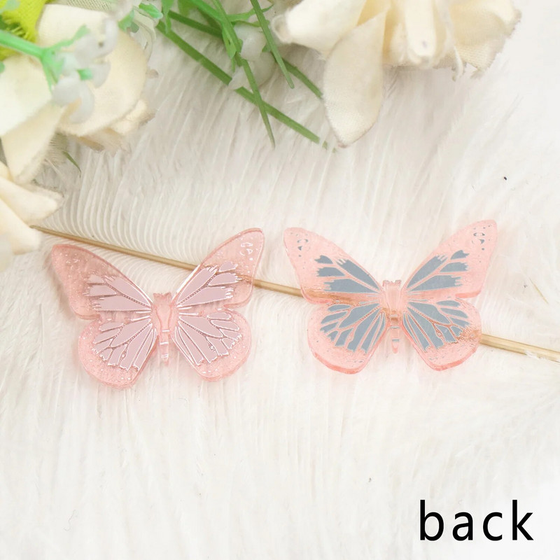 komplektis 10 AC1454-30 mm liblikas, graveeritud ilma auguta kaunistused hõbedase ja kuldse peegli laserväljalõikega akrüültarvikud