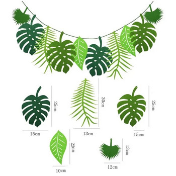 Листа от тропическа палма Гирлянди Пластмасови изкуствени растения Банер Хавайски Луау Декорации за парти Сафари Декор на тема джунгла