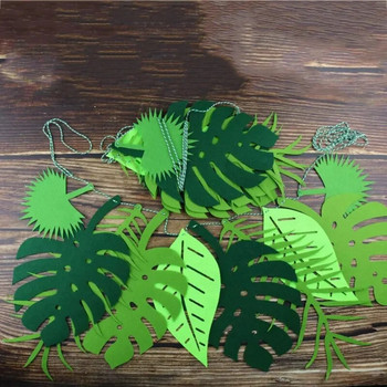 Листа от тропическа палма Гирлянди Пластмасови изкуствени растения Банер Хавайски Луау Декорации за парти Сафари Декор на тема джунгла