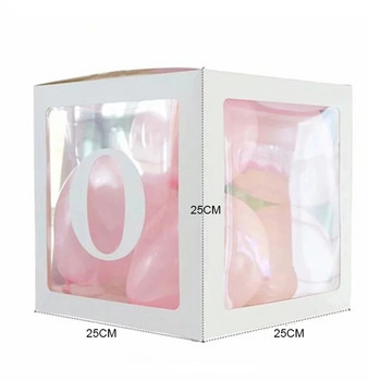 Прозрачна кутия с балон с букви Декорации за бебешки душ Честит рожден ден Сватбен декор Консумативи за 1-ви рожден ден Кутия с балони