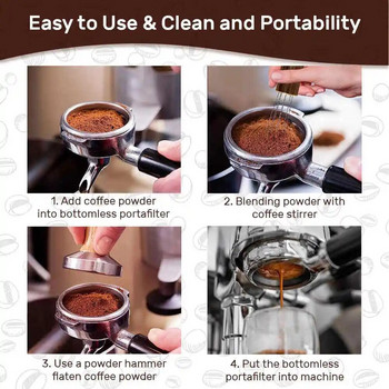 Punana Espresso Coffee Stirrer από ανοξείδωτο χάλυβα Coffee Powder Tamper 6 Needles Natural Wood Handle and Stand Espresso WDT Tools
