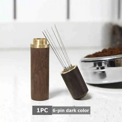 Punana mješalica za espresso kavu Nabijač za kavu u prahu od nehrđajućeg čelika 6 igala Ručka i stalak od prirodnog drveta Espresso WDT alati