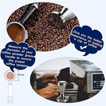 Алуминиева сплав 51 мм Тампер Ръчно изработено кафе пресовано прах Чук Машина за еспресо Кафе Бариста Инструменти Машинни аксесоари