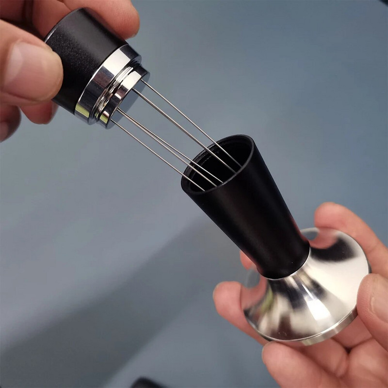 51 mm 58 mm espreso kavos maišytuvas su kavos maišytuvu, 2 viename kavos skirstytuvu ir WDT įrankiu, 6 adatomis 0,6 mm espreso kavos maišytuvu