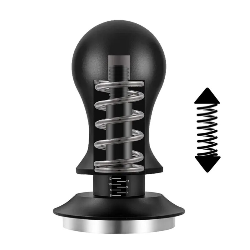 51/53/58 mm kafijas blietētājs regulējams ar mērogiem nerūsējošā tērauda plakanām atsperēm, kalibrētu blietēšanas kafijas pulvera rūdīšanu