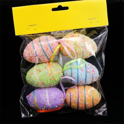 6kom/vrećica Uskrsna prugasta jaja Pjena Šareno oslikana Diy Dekoracija doma Sretan Uskrs Party Svjetlucava Ptičja Jaja Dječji Darovi 4*6cm