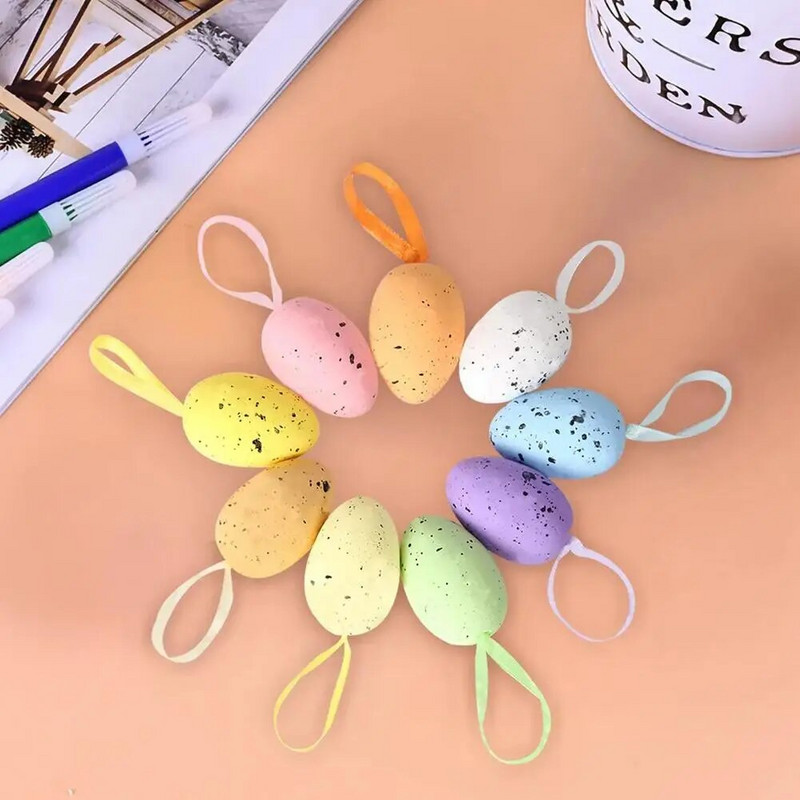 12 vnt Spalvingi velykiniai kiaušiniai, kabantys papuošalai Velykų medžio krepšelis Plastikiniai kiaušiniai Linksmų Velykų vakarėlio namų dekoravimas 2024 m. Vaikų dovanos