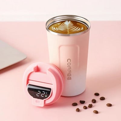 Rozsdamentes acél intelligens kávéfőző termosz csésze intelligens hőmérséklet-kijelzővel, hordozható utazási bögre 380 ml 510 ml