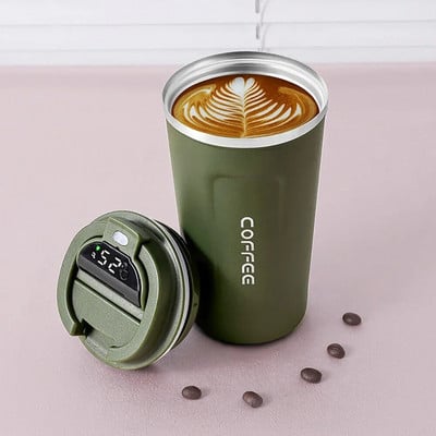 Rozsdamentes acél intelligens kávéfőző termosz csésze intelligens hőmérséklet-kijelzővel, hordozható utazási bögre 380 ml 510 ml