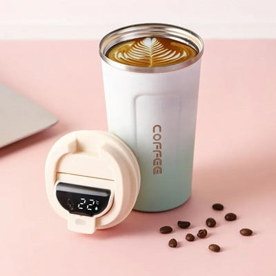 Rozsdamentes acél intelligens kávéfőző termosz csésze intelligens hőmérséklet-kijelzővel, hordozható utazási bögre 380 ml 510 ml