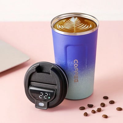 Rozsdamentes acél intelligens kávéfőző termosz csésze intelligens hőmérséklet-kijelzővel, hordozható utazási bögre 380 ml 510 ml