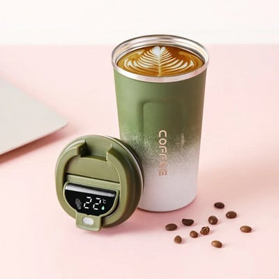 Rozsdamentes acél intelligens kávéfőző termosz csésze intelligens hőmérséklet-kijelzővel, hordozható utazási bögre 380 ml 510 ml