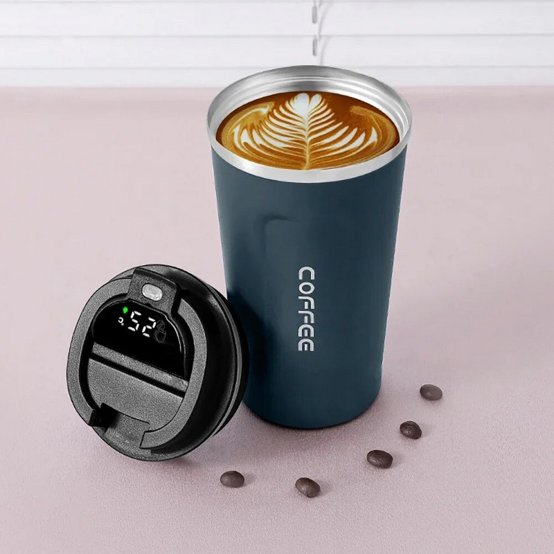 Rozsdamentes acél intelligens kávéfőző termosz csésze intelligens hőmérséklet-kijelzővel, hordozható utazási bögre 380 ml 510 ml