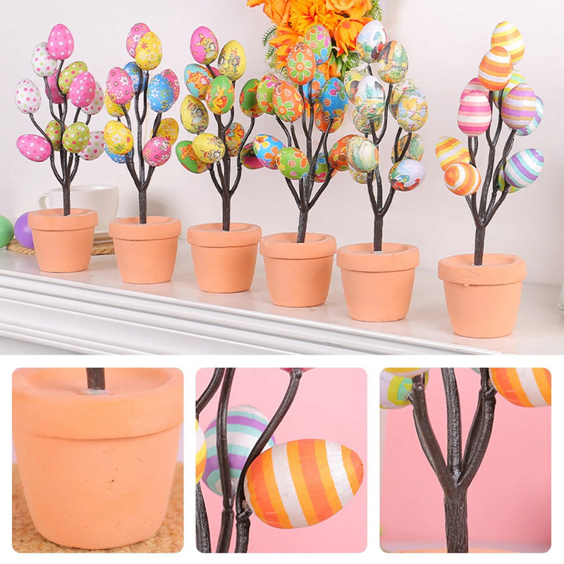 Uskrsno jaje Dekoracija stolnog drvca Ukrasi za biljke u saksiji Crtani ispisani simulirani jajeta za uskršnje stolne ukrase