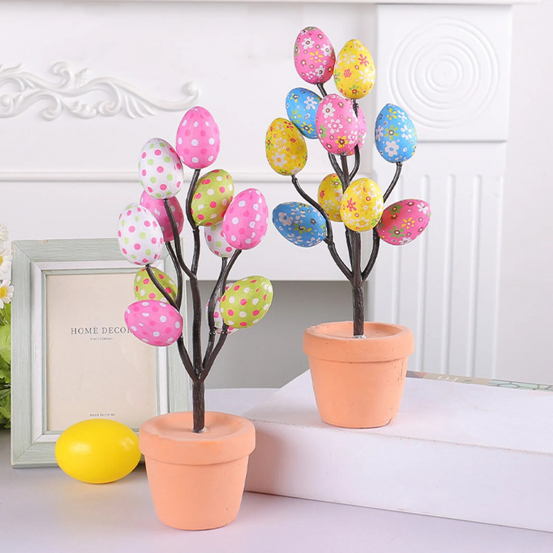 Uskrsno jaje Dekoracija stolnog drvca Ukrasi za biljke u saksiji Crtani ispisani simulirani jajeta za uskršnje stolne ukrase