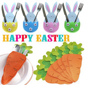 Uskrs Nož Držač vilice Džep Mrkva Zec Jaja Zeko Vrećica za pribor za jelo za Uskrs Dekoracija stola Poklopac posuđa Ukrasi 2024.