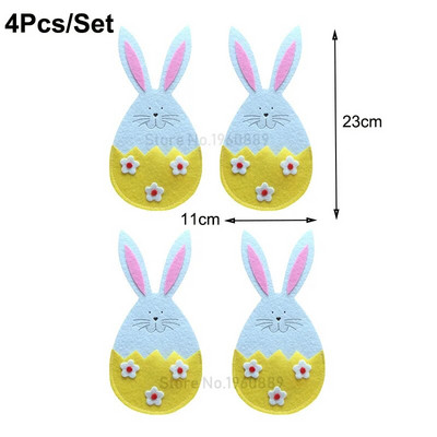 Uskrs Nož Držač vilice Džep Mrkva Zec Jaja Zeko Vrećica za pribor za jelo za Uskrs Dekoracija stola Poklopac posuđa Ukrasi 2024.