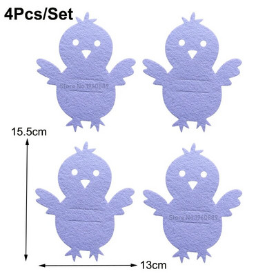 4Pcs Uskrsni nož Držač za vilicu Vreća za posuđe Netkani pilić Zec Torba za pribor za jelo Organizator Uskršnji zeko Pribor za zabavu Kućni dekor