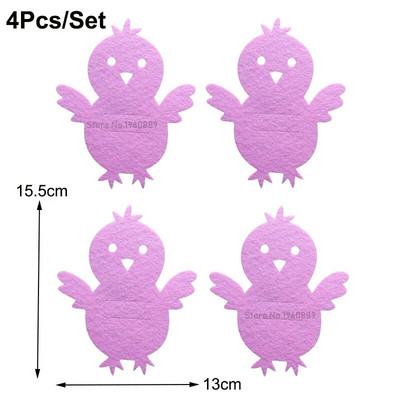 4Pcs Uskrsni nož Držač za vilicu Vreća za posuđe Netkani pilić Zec Torba za pribor za jelo Organizator Uskršnji zeko Pribor za zabavu Kućni dekor