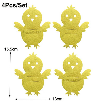 4Pcs Uskrsni nož Držač za vilicu Vreća za posuđe Netkani pilić Zec Torba za pribor za jelo Organizator Uskršnji zeko Pribor za zabavu Kućni dekor