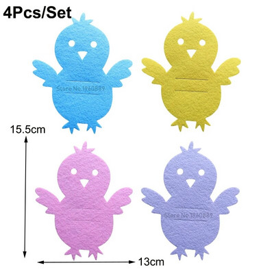 4Pcs Uskrsni nož Držač za vilicu Vreća za posuđe Netkani pilić Zec Torba za pribor za jelo Organizator Uskršnji zeko Pribor za zabavu Kućni dekor