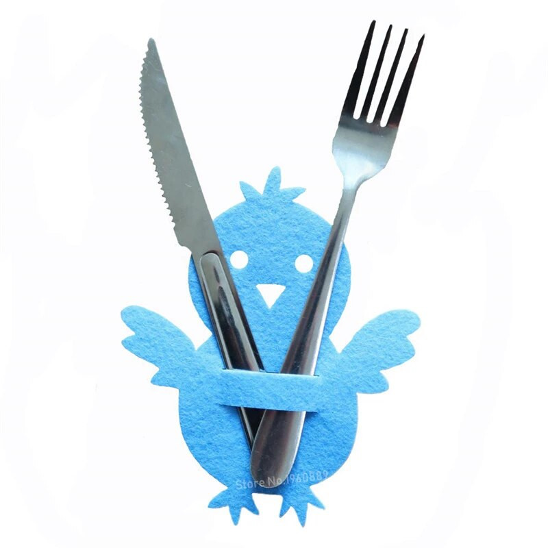 4Pcs Uskrsni nož Držač za vilicu Vreća za posuđe Netkani pilić Zec Torba za pribor za jelo Organizator Uskršnji zeko Pribor za zabavu Kućni dekor