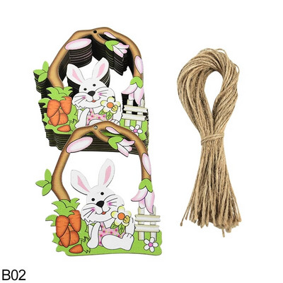 5 бр. Великденско дървено заешко яйце, висяща висулка Честит Великден Декорация Начало Фестивал Парти консумативи Направи си сам дървена изработка Детски подаръци