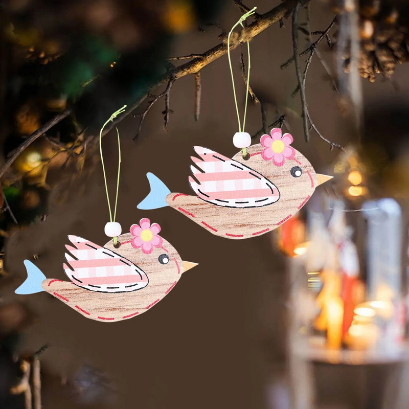 Uskrsni ukrasi 2 kom Viseća drvena figurica kolibrića Ukrasi Slatke živopisne ptice Privjesci Dodaci za vrtni dekor