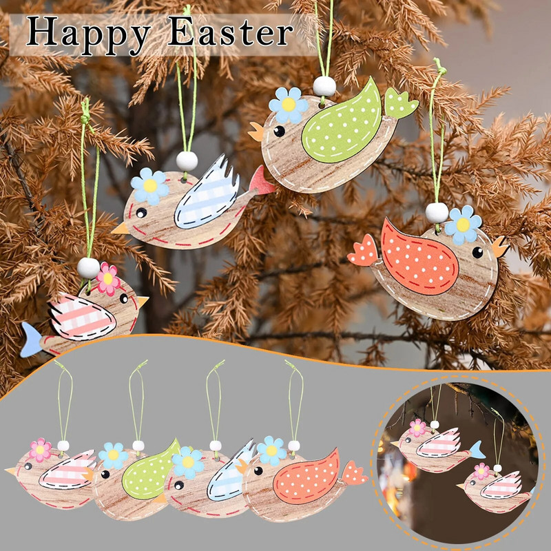 Uskrsni ukrasi 2 kom Viseća drvena figurica kolibrića Ukrasi Slatke živopisne ptice Privjesci Dodaci za vrtni dekor