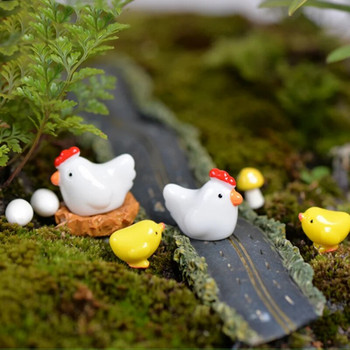 12Pcs Mix Chicken Chick Egg Nest Figurine Сладки миниатюри Аксесоари за декорация на дома Градински декор за Великденска декорация на дома