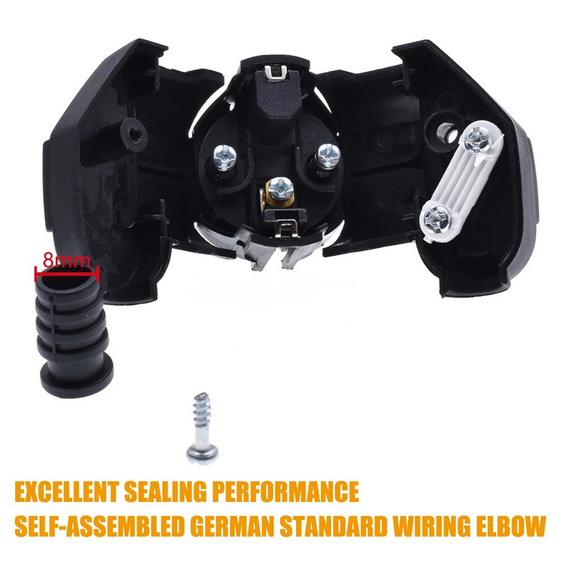 4,8 mm EU kištuko kištuko pakaitiniai lizdai, perjungiami Schuko Electeic lizdas 250V 16A jungtis, skirta 8-10 mm maitinimo prailginimo kabeliui