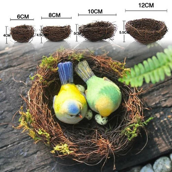 Round Rattan Birds Nest Crafts Handmade Dry Natural Bird\'S Nest For Garden Garden Decor Birdhouse Eggs Storage Basket