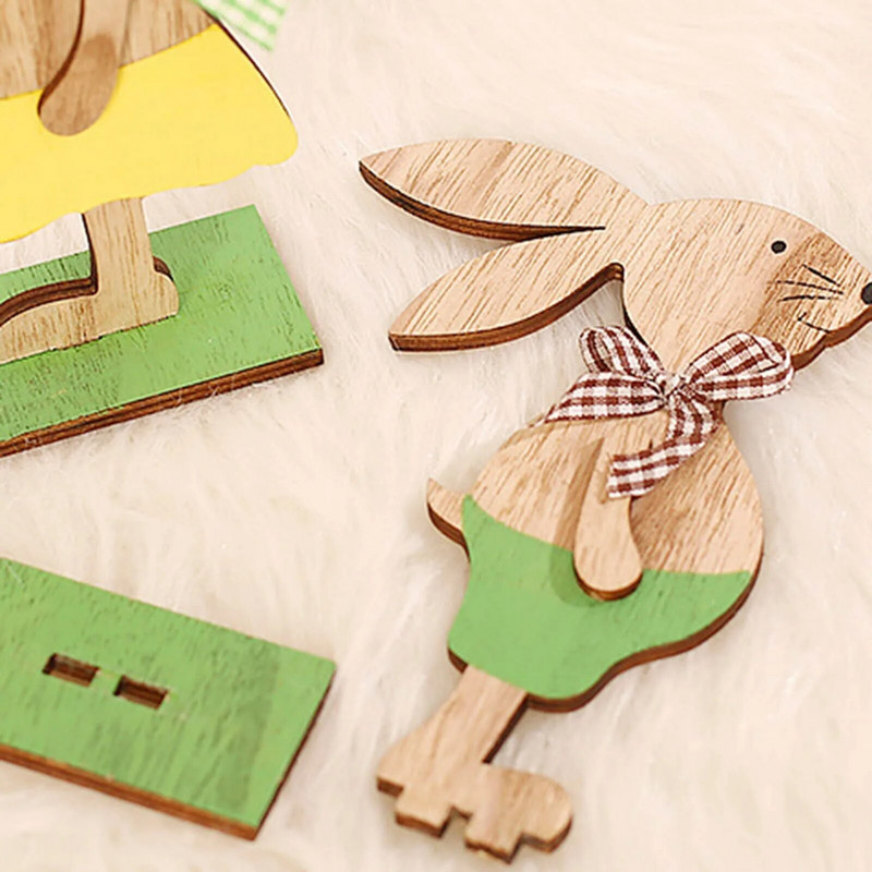 Dekoracija za uskršnju zabavu u stilu privjeska Kreativni DIY oslikani drveni ukras za zeca Dekoracija stola