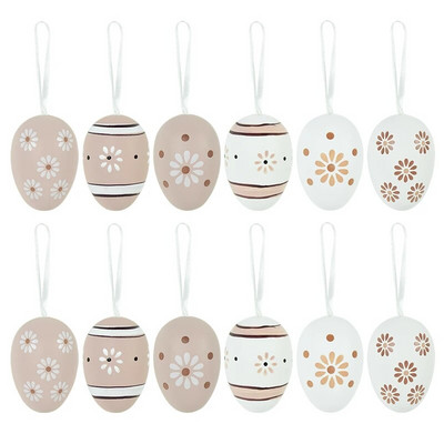 12 vnt / pakuotė plastikinis velykinis kiaušinis, dažytas paukščių balandžių kiaušiniai, kabantis pakabukas namų dekoravimui vaikams žaislų dovanos Velykų šventiniam vakarėliui