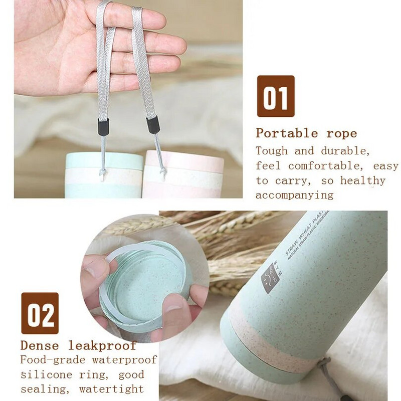 C5 Prijenosna termos boca od 300 ml Zdrava plastična čaša Dvoslojna termo šalica od pšeničnih vlakana Uredska boca za kavu i čaj Pokloni