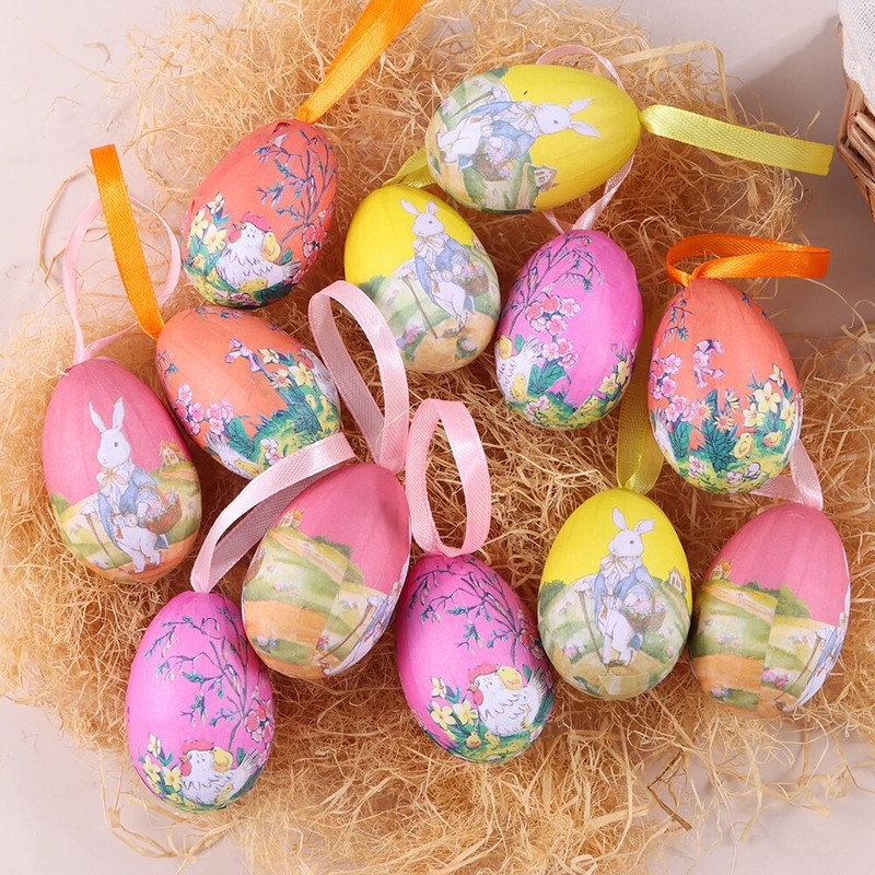 6db/szett Véletlen színű hab húsvéti tojás Esküvői parti dekoráció húsvéti kézműves díszek kütyü Születésnapi ünnepi dekor kellékek