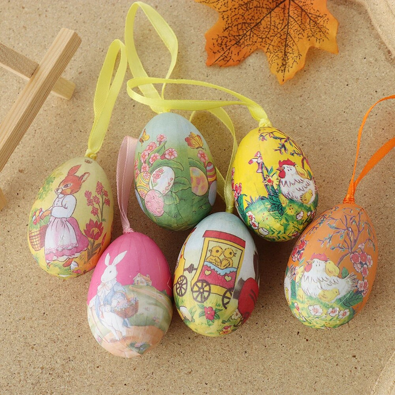6db/szett Véletlen színű hab húsvéti tojás Esküvői parti dekoráció húsvéti kézműves díszek kütyü Születésnapi ünnepi dekor kellékek